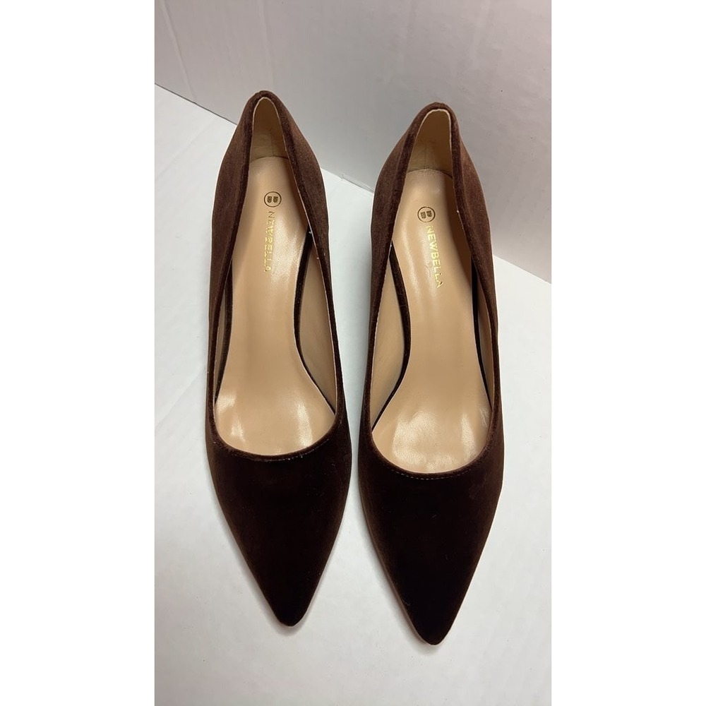 Newbella Brown Velvet Pointed Toe High Heel Pumps